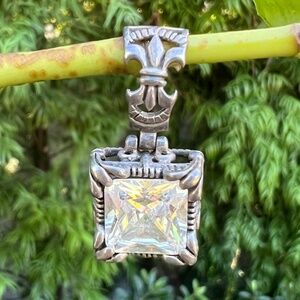 Vintage SILPADA 925 Sterling Silver CZ Fleur De Lis Uptown Pendant